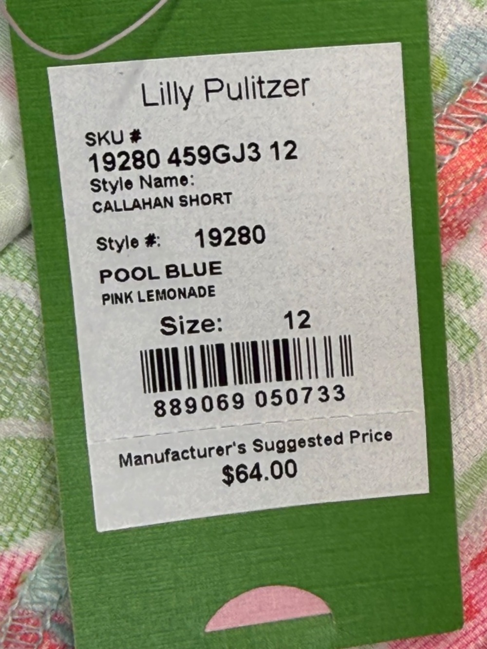 Lilly Pulitzer Pool Blue Pink Lemonade Callahan Shorts NWT - Picture 14 of 15